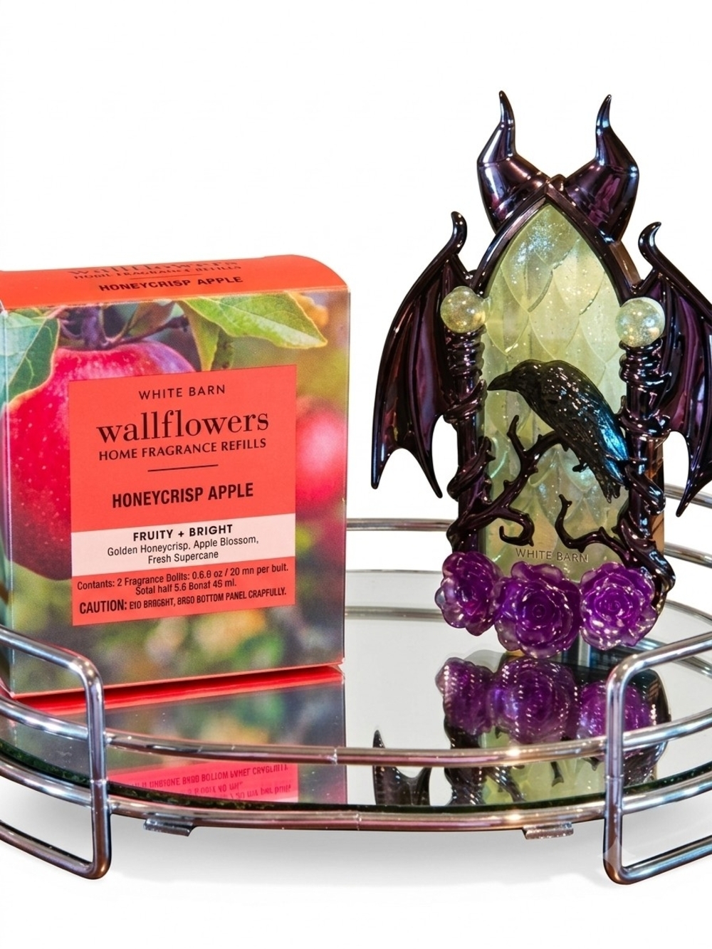 Disney Gothic Bat Figurine with Purple Accents and Green Backdrop